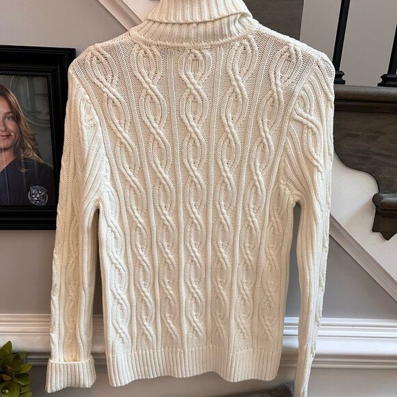 Jeanne Pierre Cream Cable Knit Baby Pearl Embellished Sweater sz M NWOT - Picture 5 of 6